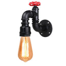Industrial black water pipe wall lamp bedroom red valve light