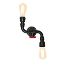 Industrial black water pipe wall lamp bedroom red valve light