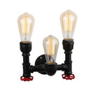 Industrial black water pipe wall lamp bedroom red valve light
