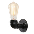 Industrial black water pipe wall lamp bedroom red valve light