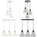 Industrial black & white diamond cage wrought iron pendant light kitchen