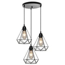 Industrial black & white diamond cage wrought iron pendant light kitchen