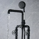 Industrial black & white dual handle shower faucet bathroom tap