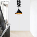 Industrial black & white pendant light balcony extendable lamp
