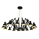 Industrial black & white spider ceiling lamp living room adjustable