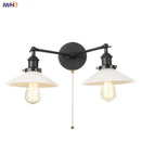 DecorBites™ Industrial LED Wall Light Fixture with Pull Chain Switch, 2 Heads Bedside Lamp
