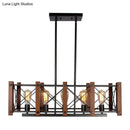 Industrial black wood 5-light island pendant – kitchen e26 e27 light