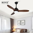 Industrial black wood ceiling fan living room remote control dc
