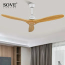 Industrial black wood ceiling fan living room remote control dc