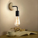 Industrial black & wood hemp rope wall lamp bedroom sconce