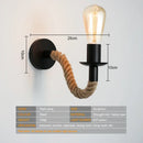 Industrial black & wood hemp rope wall lamp bedroom sconce