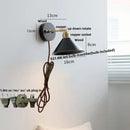 Industrial black wood led wall sconce with brass accent stair light