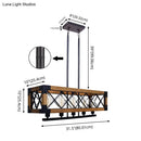 DecorBites™ Industrial Wood Rectangular Island Chandelier Light for Living Room Decor