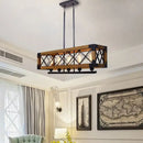 DecorBites™ Industrial Wood Rectangular Island Chandelier Light for Living Room Decor