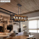Industrial black wood rectangular island chandelier kitchen light