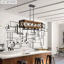 DecorBites™ Industrial Wood Rectangular Island Chandelier Light for Living Room Decor