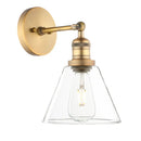 Industrial black wrought iron wall lamp with clear glass shade bedroom