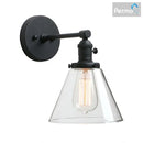 Industrial black wrought iron wall sconce – kitchen glass lamp