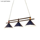 Industrial blue & black billiard ball cone shade ceiling pendant game room