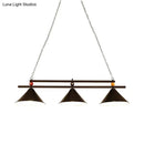Industrial blue & black billiard ball cone shade ceiling pendant game room