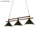 Industrial blue & black billiard ball cone shade ceiling pendant game room