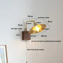 Industrial brass and walnut led wall light bedroom sconce