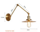 Industrial brass decorbites adjustable long arm wall lamp bedroom sconce