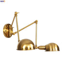 Industrial brass dual head adjustable wall sconce bedroom wall lamp