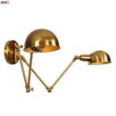Industrial brass dual head adjustable wall sconce bedroom wall lamp