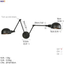 Industrial brass dual head adjustable wall sconce bedroom wall lamp