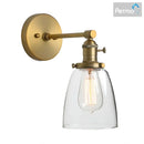 Industrial brass glass wall sconce light bedroom fixture
