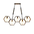 Industrial brass hexagonal pendant light – bar and restaurant dining