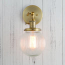Industrial brass ribbed glass wall sconces kitchen light