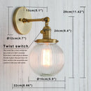 Industrial brass ribbed glass wall sconces kitchen light