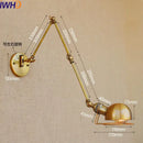 Industrial brass swing arm led wall lamp bedroom reading light
