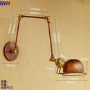 Industrial brass swing arm led wall lamp bedroom reading light