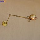 Industrial brass swing arm led wall lamp bedroom reading light