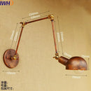 Industrial brass swing arm led wall lamp bedroom reading light