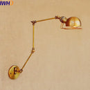 Industrial brass swing arm led wall lamp bedroom reading light