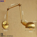 Industrial brass swing arm led wall lamp bedroom reading light