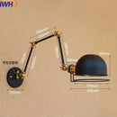 Industrial brass swing arm led wall lamp bedroom reading light