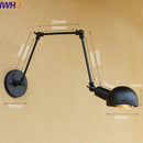 Industrial brass swing arm led wall lamp bedroom reading light