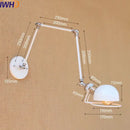 Industrial brass swing arm led wall lamp bedroom reading light