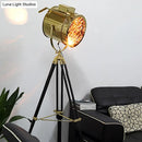 Industrial brass tripod design metal shade floor light living room