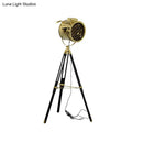 Industrial brass tripod design metal shade floor light living room