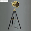 Industrial brass tripod design metal shade floor light living room