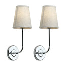 Industrial brass wall lamps set of 2 for bedroom with linen shades