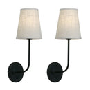 Industrial brass wall lamps set of 2 for bedroom with linen shades