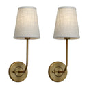Industrial brass wall lamps set of 2 for bedroom with linen shades