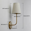 Industrial brass wall lamps set of 2 for bedroom with linen shades